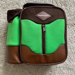 Vintage Tupperware Lunch Bag Insulated 3 Containers with Lids 1 Bottle Green